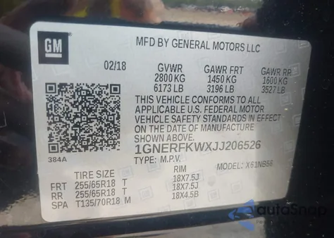 2018 Chevrolet Traverse Ls z USA, uszkodzony, nr VIN 1GNERFKWXJJ206526